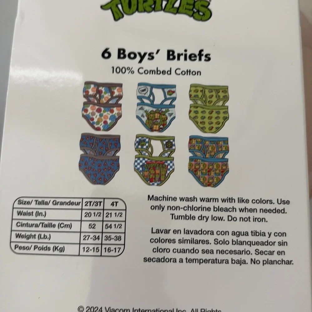 NWT set of 6 boys underwear sz 2T/3T ninja turtle 1587